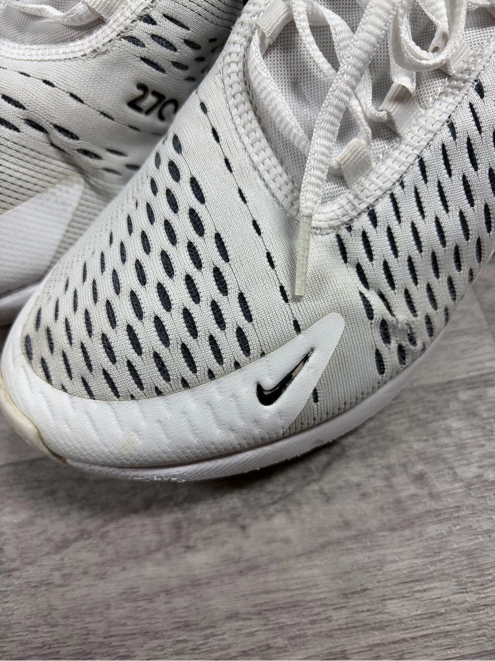 Nike Women's White/Black Air Max 270 React-Style Sneakers - Picture 2 of 7